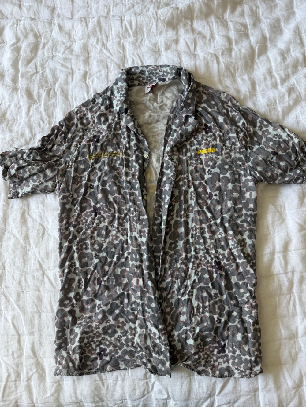 Men's Gray Leopard Print Lightweight Shirt Jacket